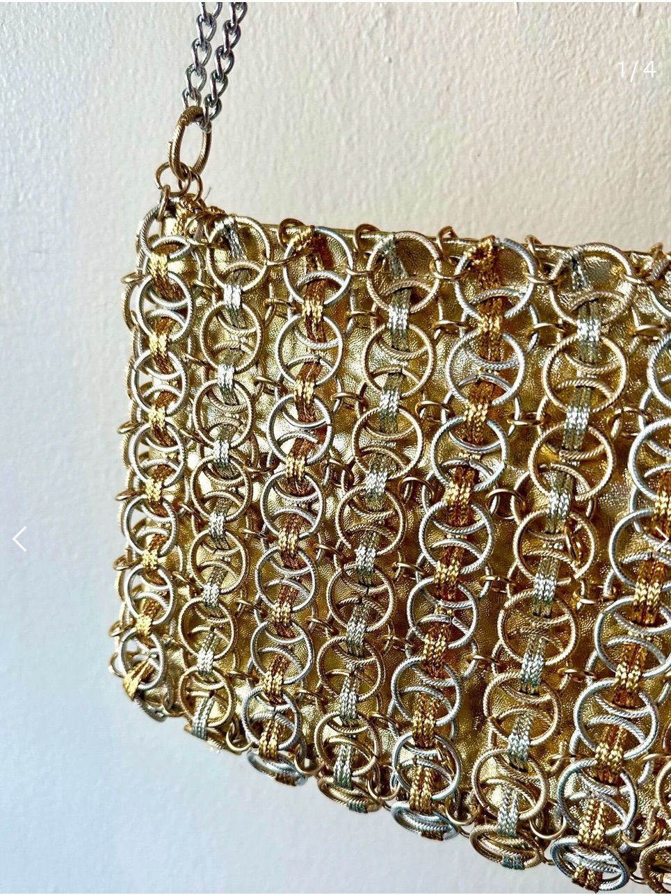 Genuine Vintage Gold & Silver Metallic Chain-Link Shoulder Bag